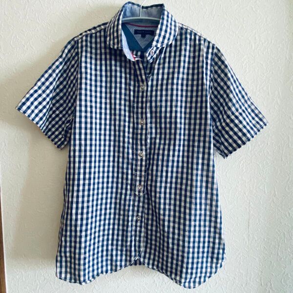 TOMMY HILFIGER トミーヒルフィガー ギンガムチェック 半袖シャツ コットンシャツ 半袖チェックシャツ アメカジ L