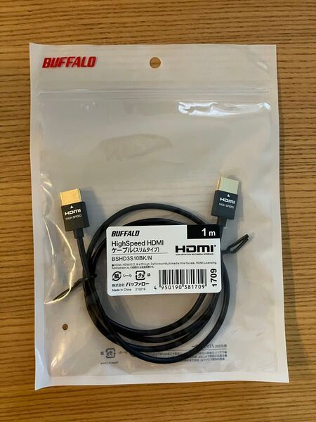BUFFALO HighSpeed HDMIケーブル(スリムタイプ) 1m 新品未開封 BSHD3S10BK/N