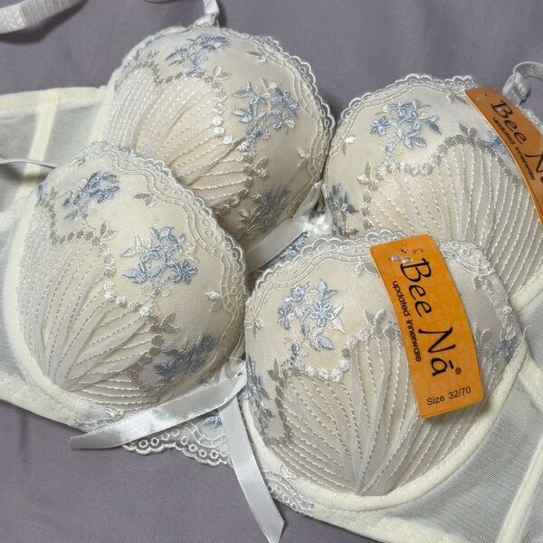 【訳あり・未使用】美レースブラ シェルカップ ホワイト 2枚セット アンダー70 お買得品 ブラジャー