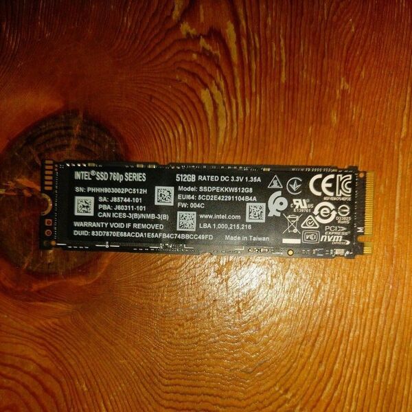 Intel SSD 760p 512GB NVMe SSD M.2 PCIE3.0x4
