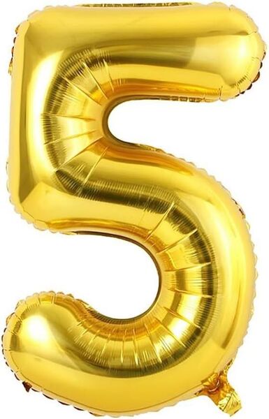 バルーン アルミ風船 ゴールド 数字ナンバー5 大きい 誕生日 ハッピーバースデー 飾り付け (数字5)