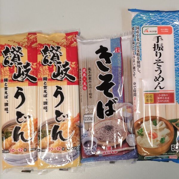 【まとめ売り】乾麺(うどん、そば、そうめん) + つゆ 1L 2本