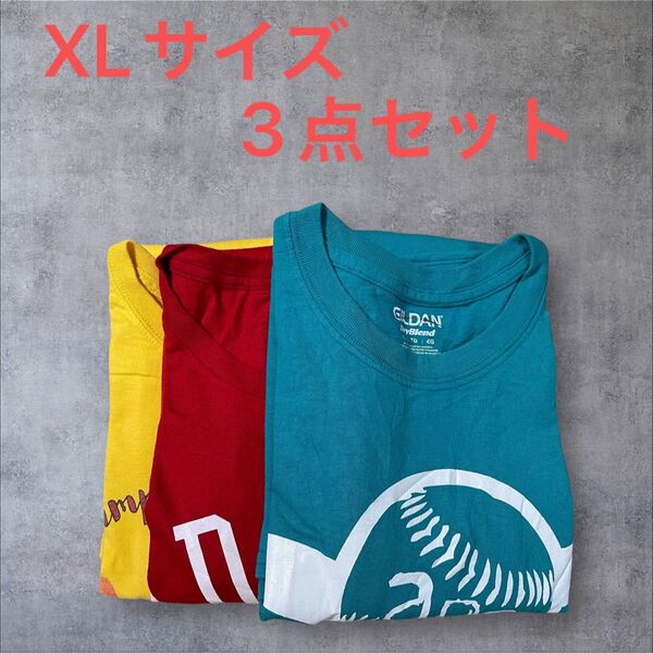 【US古着】3点セット XL Tシャツ 半袖 プリント メンズ レディース 大きいサイズ まとめ売り セット売り GILDAN