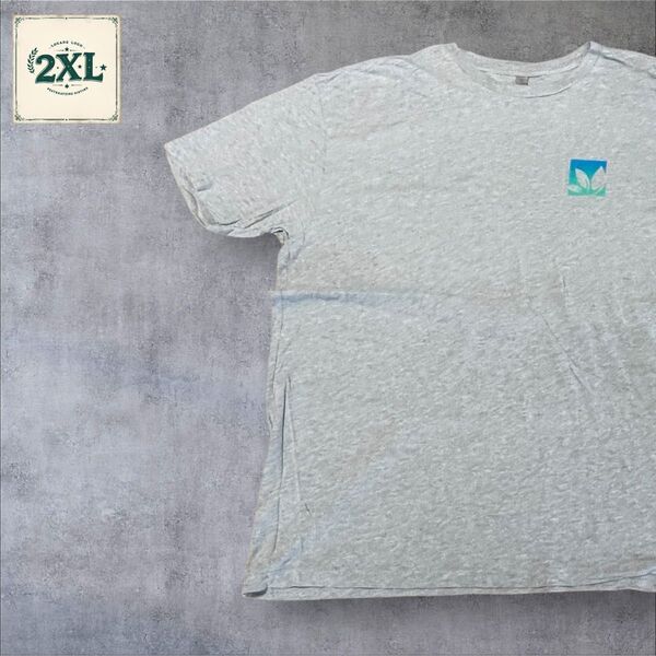 【US古着】グレー 2XL Tシャツ 半袖 レギュラー プリント メンズ レディース 大きいサイズ オーバーサイズ