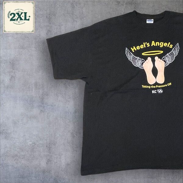【US古着】ブラック 2XL Tシャツ 半袖 レギュラー プリント メンズ レディース 大きいサイズ オーバーサイズGILDAN