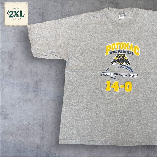 【US古着】グレー 2XL Tシャツ 半袖 レギュラー プリント メンズ レディース 大きいサイズ オーバーサイズGILDAN