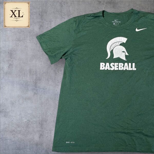 【US古着】グリーン XL Tシャツ 半袖 レギュラー プリント メンズ レディース 大きいサイズ オーバーサイズ ナイキ
