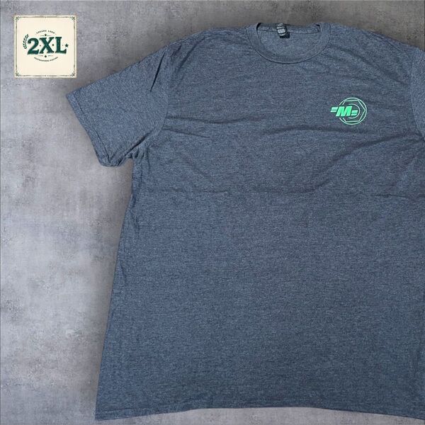 【US古着】ダークグレー 2XL Tシャツ 半袖 レギュラー プリント メンズ レディース 大きいサイズ オーバーサイズ