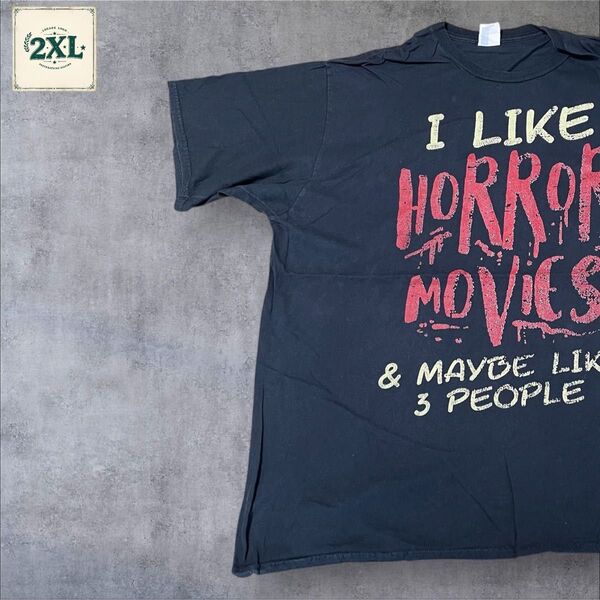【US古着】ブラック 2XL Tシャツ 半袖 レギュラー プリント メンズ レディース 大きいサイズ オーバーサイズ