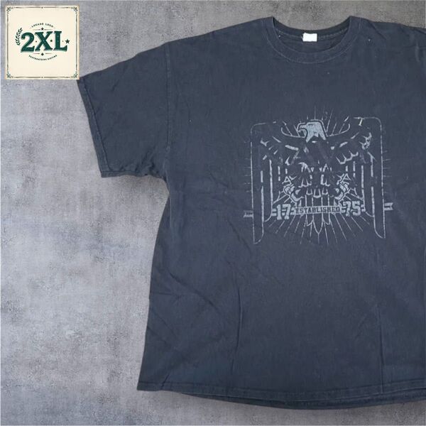 【US古着】ブラック 2XL Tシャツ 半袖 レギュラー プリント メンズ レディース 大きいサイズ オーバーサイズGILDAN