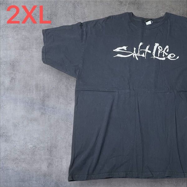 【US古着】ブラック 2XL Tシャツ 半袖 レギュラー プリント メンズ レディース 大きいサイズ オーバーサイズ