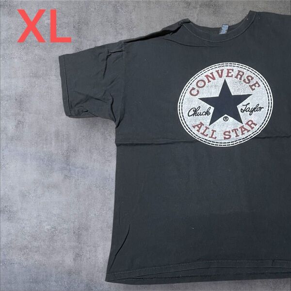 【US古着】ブラック XL Tシャツ 半袖 レギュラー プリント メンズ レディース 大きいサイズ オーバーサイズ コンバース