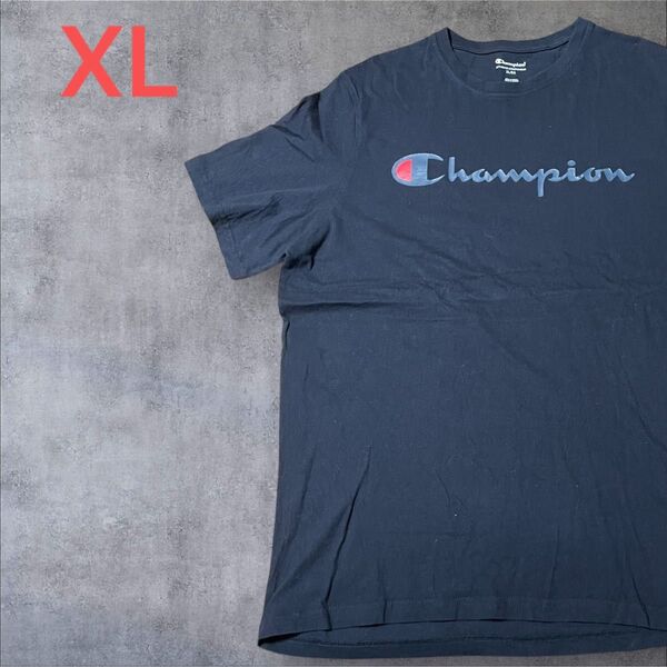 【US古着】ブラック XL Tシャツ 半袖 レギュラー プリント メンズ レディース 大きいサイズ オーバーサイズ チャンピオン
