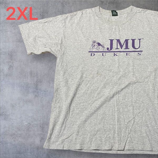 【US古着】グレー 2XL Tシャツ 半袖 レギュラー プリント メンズ レディース 大きいサイズ オーバーサイズ