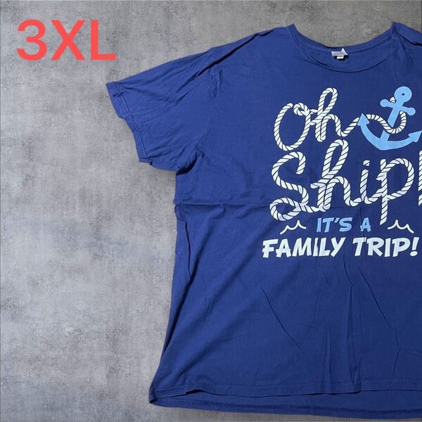 【US古着】ネイビー 3XL Tシャツ 半袖 レギュラー プリント メンズ レディース 大きいサイズ オーバーサイズ