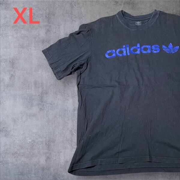 【US古着】ブラック XL Tシャツ 半袖 レギュラー プリント メンズ レディース 大きいサイズ オーバーサイズ アディダス