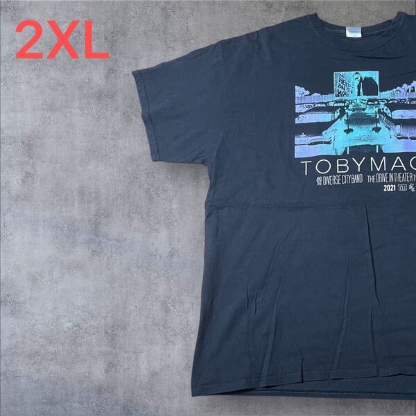 【US古着】ブラック 2XL Tシャツ 半袖 レギュラー プリント メンズ レディース 大きいサイズ オーバーサイズ