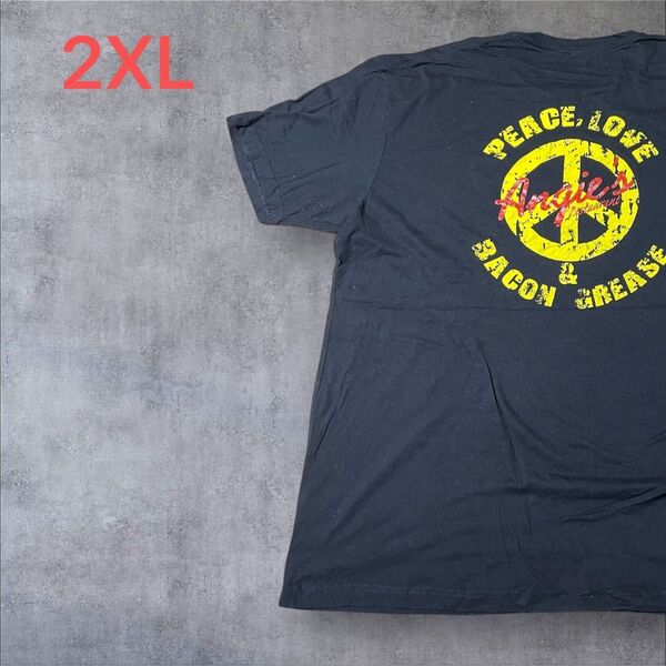 【US古着】ブラック 2XL Tシャツ 半袖 レギュラー プリント メンズ レディース 大きいサイズ オーバーサイズ