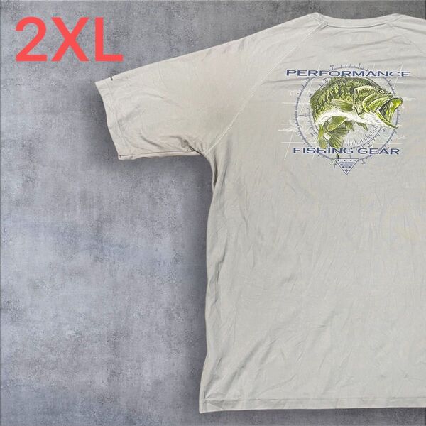 【US古着】グレー 2XL Tシャツ 半袖 レギュラー プリント メンズ レディース 大きいサイズ オーバーサイズ コロンビア