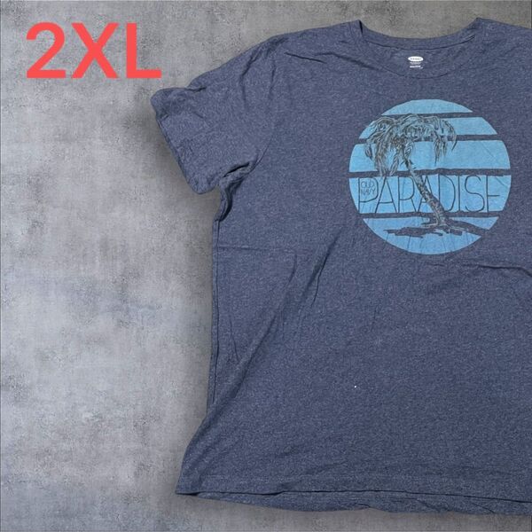 【US古着】ダークグレー 2XL Tシャツ 半袖 レギュラー プリント メンズ レディース 大きいサイズ オーバーサイズ