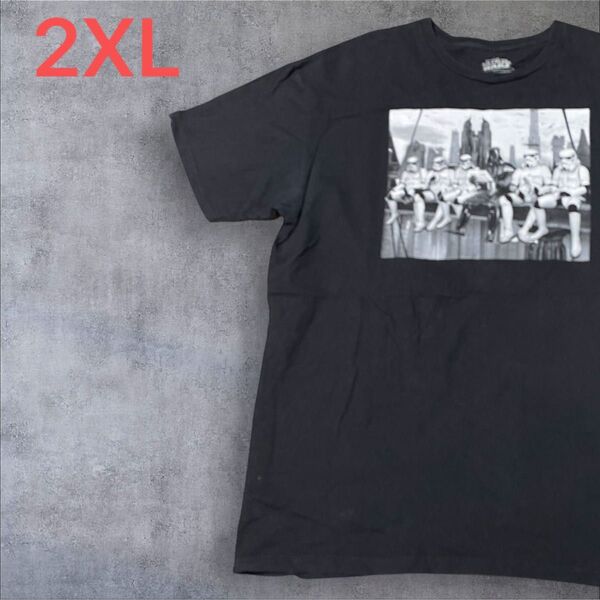 【US古着】ブラック 2XL Tシャツ 半袖 レギュラー プリント メンズ レディース 大きいサイズ オーバーサイズ