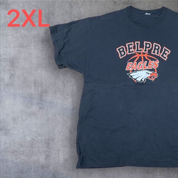 【US古着】ブラック 2XL Tシャツ 半袖 レギュラー プリント メンズ レディース 大きいサイズ オーバーサイズ