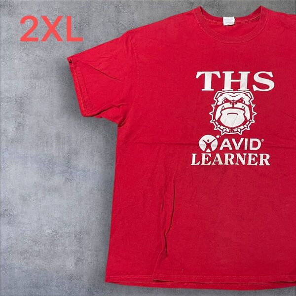 【US古着】レッド 2XL Tシャツ 半袖 レギュラー プリント メンズ レディース 大きいサイズ オーバーサイズ
