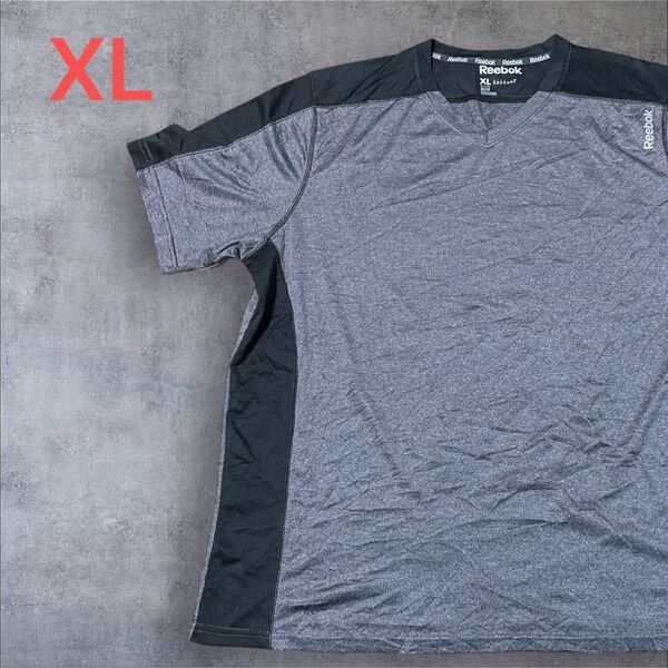 【US古着】グレー XL Tシャツ 半袖 レギュラー プリント メンズ レディース 大きいサイズ オーバーサイズ リーボック