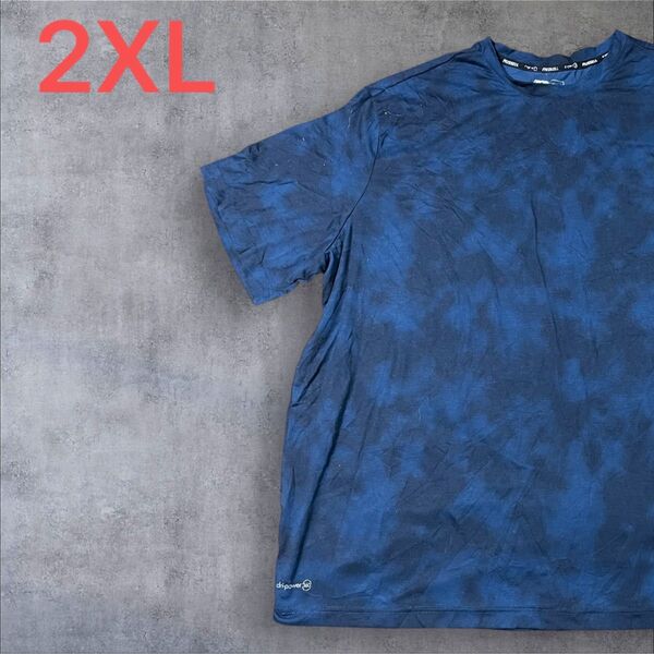 【US古着】ネイビー 2XL Tシャツ 半袖 レギュラー プリント メンズ レディース 大きいサイズ オーバーサイズ ラッセル
