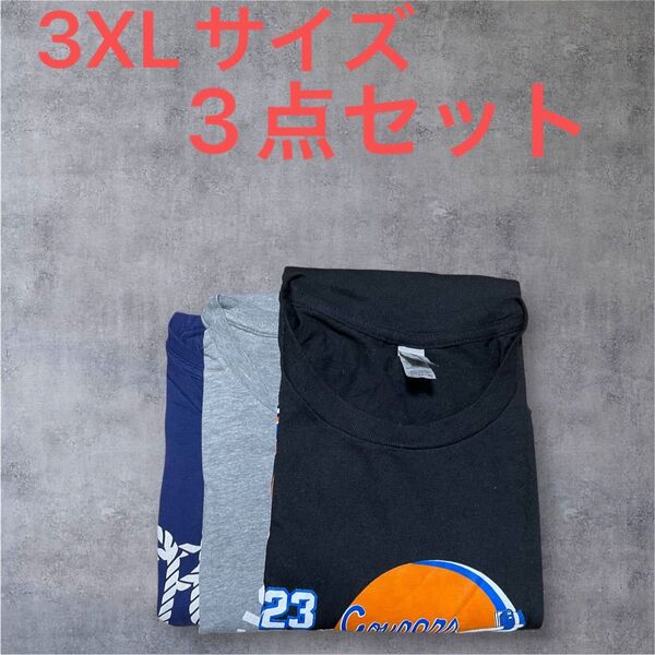 【US古着】3点セット 3XL Tシャツ 半袖 プリント メンズ レディース 大きいサイズ まとめ売り セット売りGILDAN