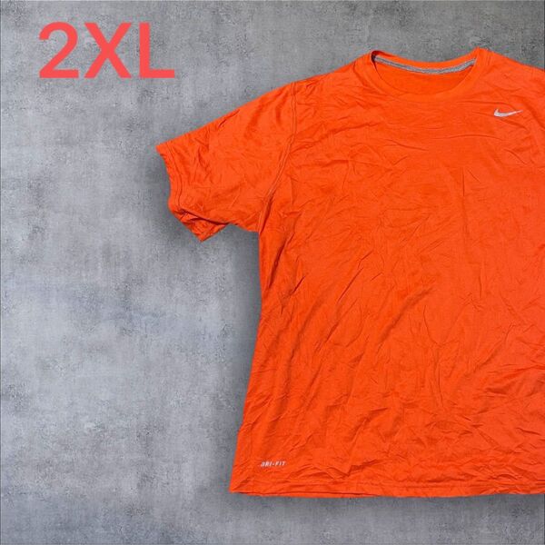 【US古着】オレンジ 2XL Tシャツ 半袖 レギュラー プリント メンズ レディース 大きいサイズ オーバーサイズ ナイキ
