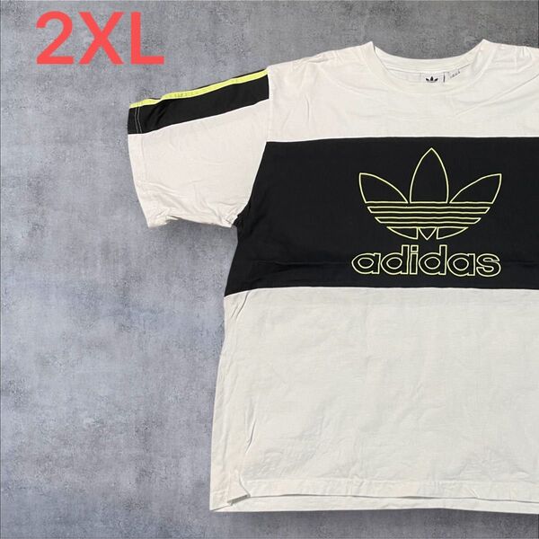 【US古着】ホワイト 2XL Tシャツ 半袖 レギュラー プリント メンズ レディース 大きいサイズ オーバーサイズ アディダス