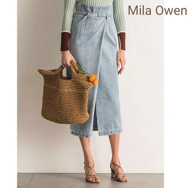 【26日までSALE!】Mila Owen ミラオーウェン ハイウエストペンシルデニムスカート