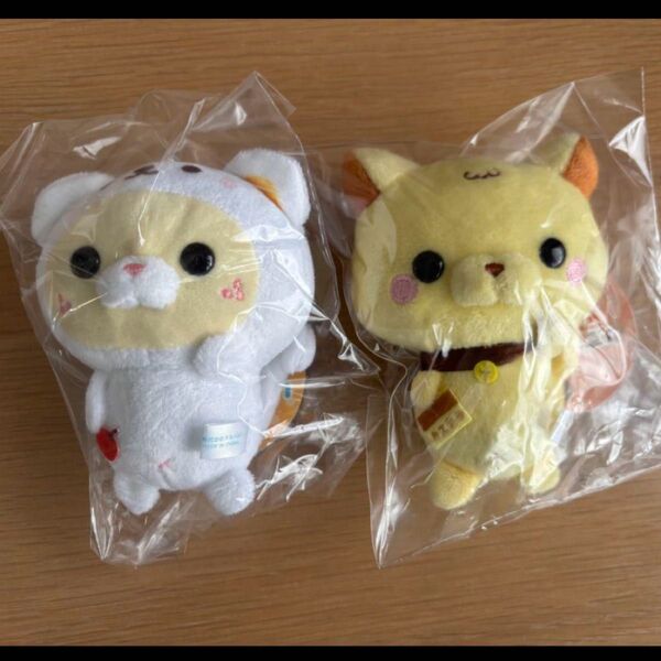 カステラ×ネコ シロクマ×ネコ ボールチェーン付きマスコット 2個セット