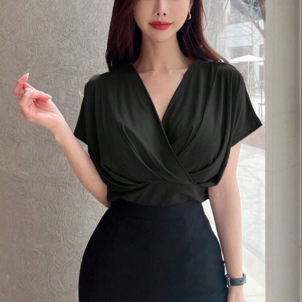 SHEIN DAZY 半袖クロストップス カシュクールトップス