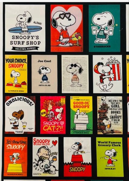 NEW!スヌーピー☆キャラクター大きめパネル生地③ 綿ポリ PEANUTS はぎれ