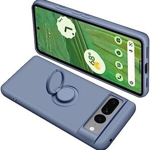 Google Pixel7Pro ケース カバー リング付き グレー ブルー
