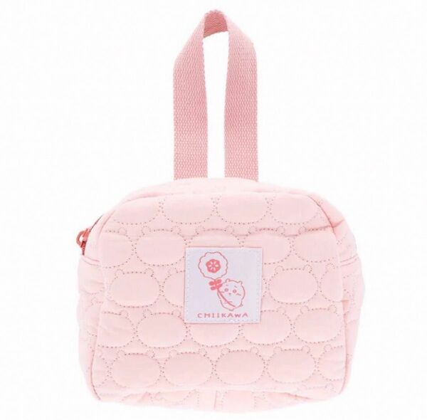 【新品】ちいかわ キルティング 持ち手付 ポーチ(ちいかわ) ピンク