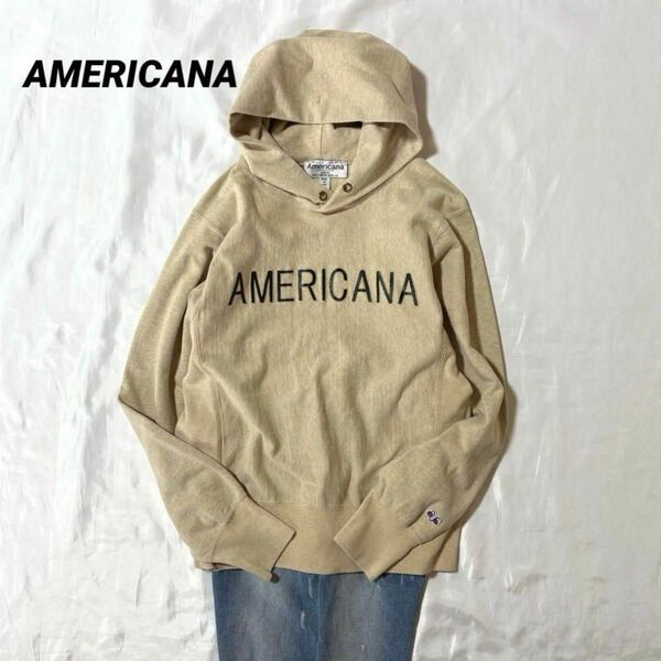 Americana アメリカーナ★ヴィンテージライク コットン 裏起毛 ロゴ パーカー スウェット フーディー 刺繍