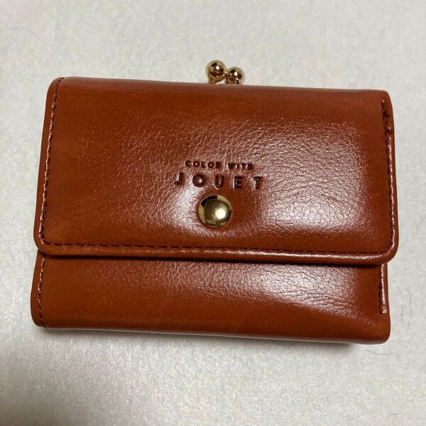 未使用 JOUET 三つ折り財布 がま口 コンパクト財布 ミニ財布 キャメル色