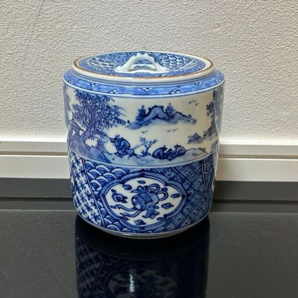 染付祥瑞宝尽水指 昭阿弥 茶道具 懐石道具 鵬雲斎 坐忘斎 淡々斎 而妙斎 即中斎 七事式 水屋道具 永楽 仁清 乾山 真葛 道八