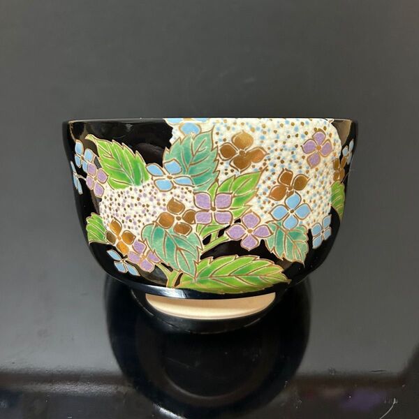 黒仁清写紫陽花茶碗 茶道具 懐石道具 鵬雲斎 坐忘斎 淡々斎 而妙斎 即中斎 七事式 水屋道具 永楽 仁清 乾山 真葛 道八