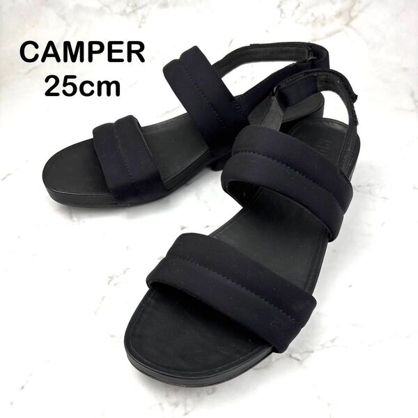 【美品】CAMPER カンペール 25cm サンダル アンクル ブラック ストラップ