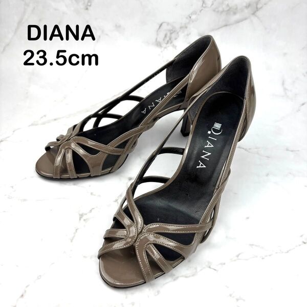 【美品】DIANA ダイアナ 23.5 オープントゥ パンプス ヒール サンダル