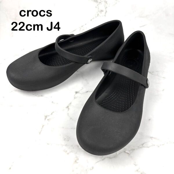 希少★crocs クロックス J4 22 サンダル スリッポン ストラップ 廃盤 黒 ブラック