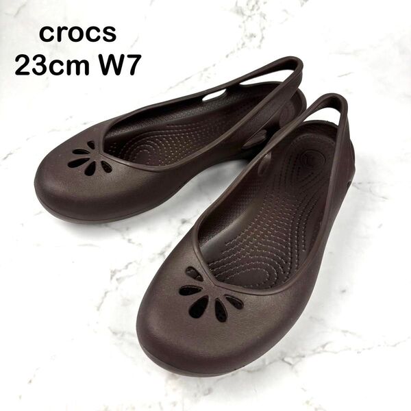 【廃盤】crocs クロックス フラットシューズ 23cm W7 ブラウン