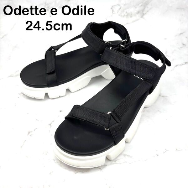 【新品】Odette e Odile オデットエオディール ブラック ストラップ サンダル 24.5