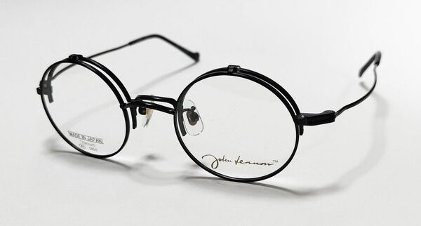 John Lennon ジョンレノン JL-1076 ブラック 丸メガネ 日本製 チタン 跳ね上げ