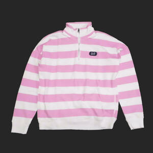 ★SALE★Abercrombie & Fitch/アバクロ★ボーダースウェットハーフジップ (White/Pink/S)