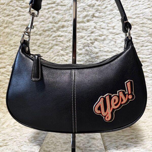 COACH ワンショルダーバッグ アクセサリーポーチ 肩掛け ホーボー ハーフムーン ソーホー レザー ブラック 黒 7593
